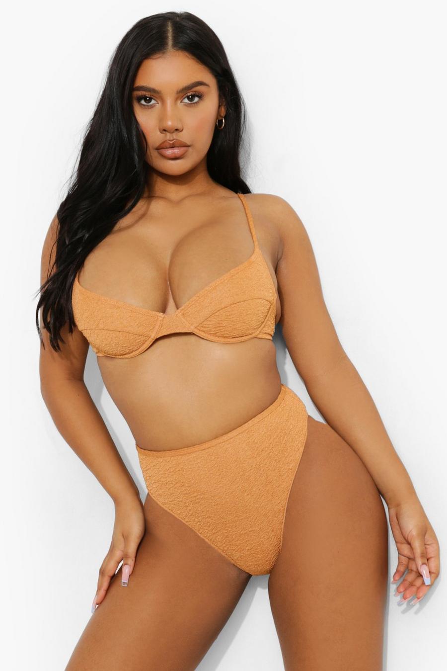Camel Crinkle Underwired Mix and Match Bikini Top image number 1