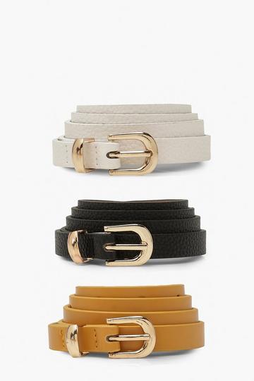 Black 3 Pack Skinny Belt