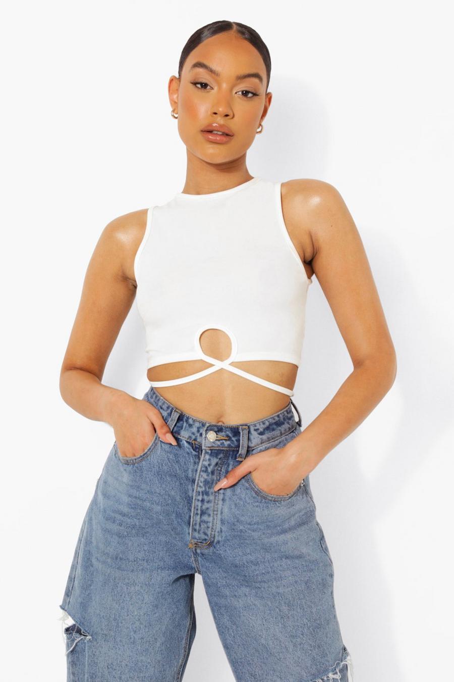Crop top noué, White image number 1