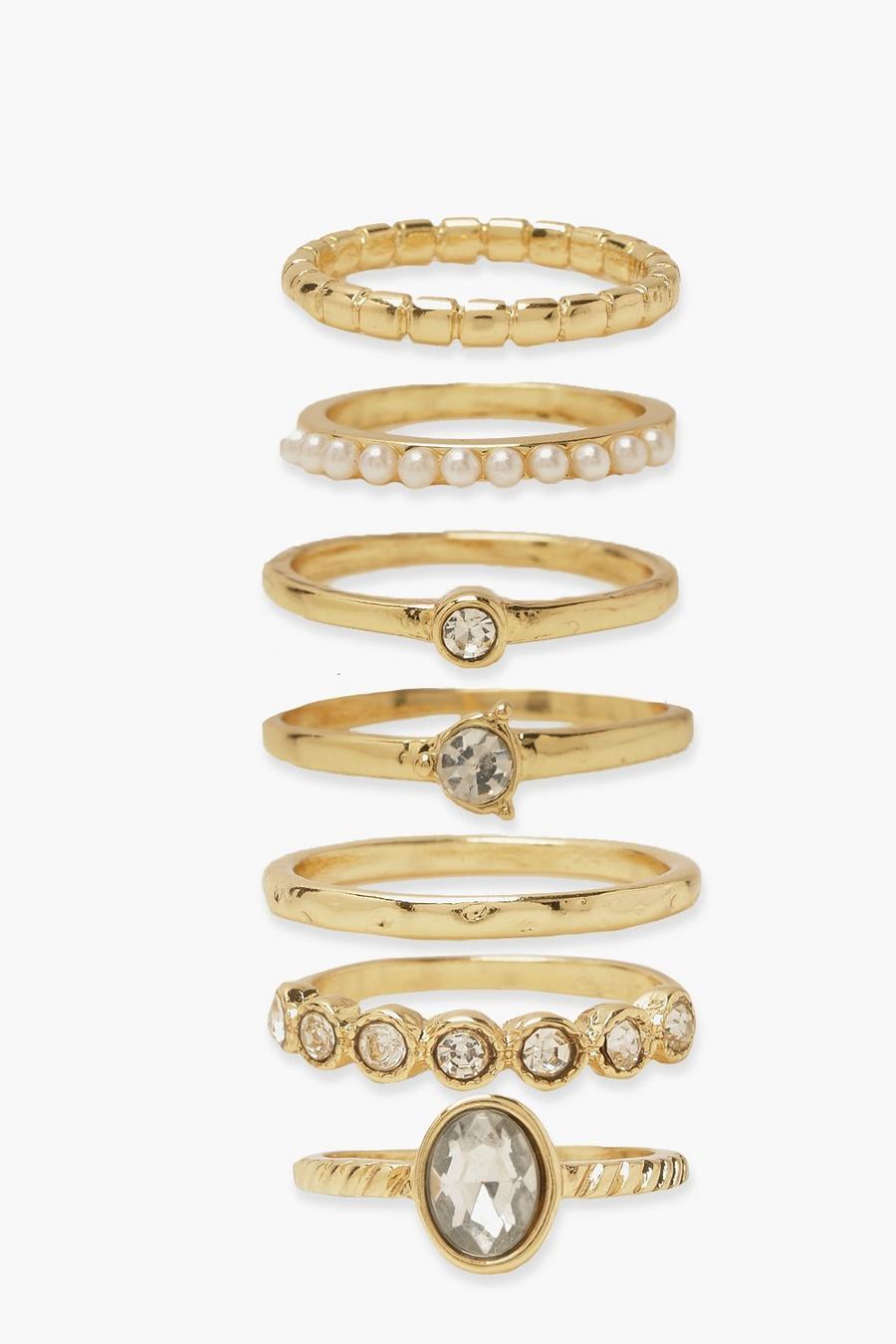 Diamante Gold Simple Statements Ring Pack image number 1