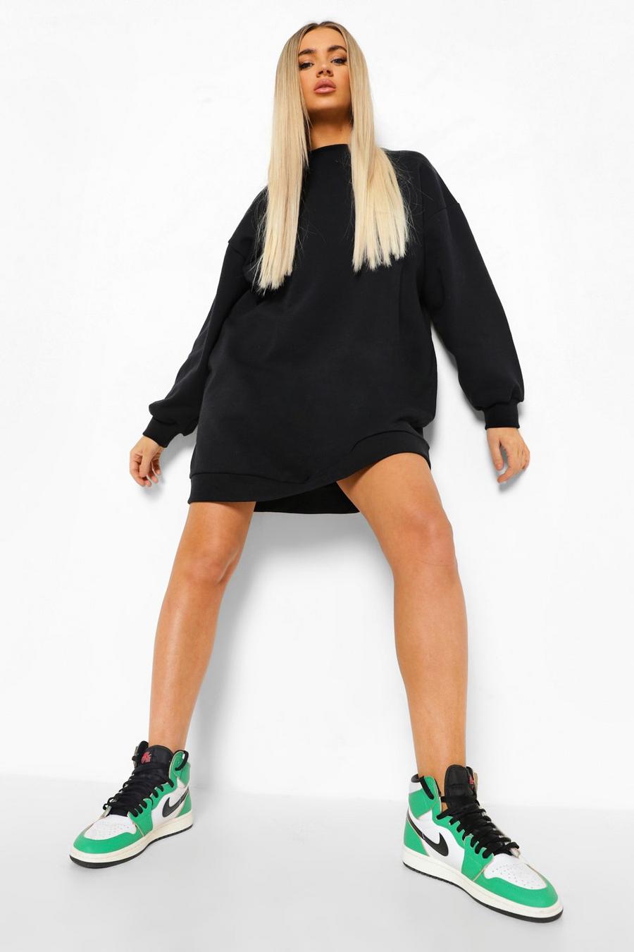 Black Basic Oversize Sweatshirtklänning image number 1