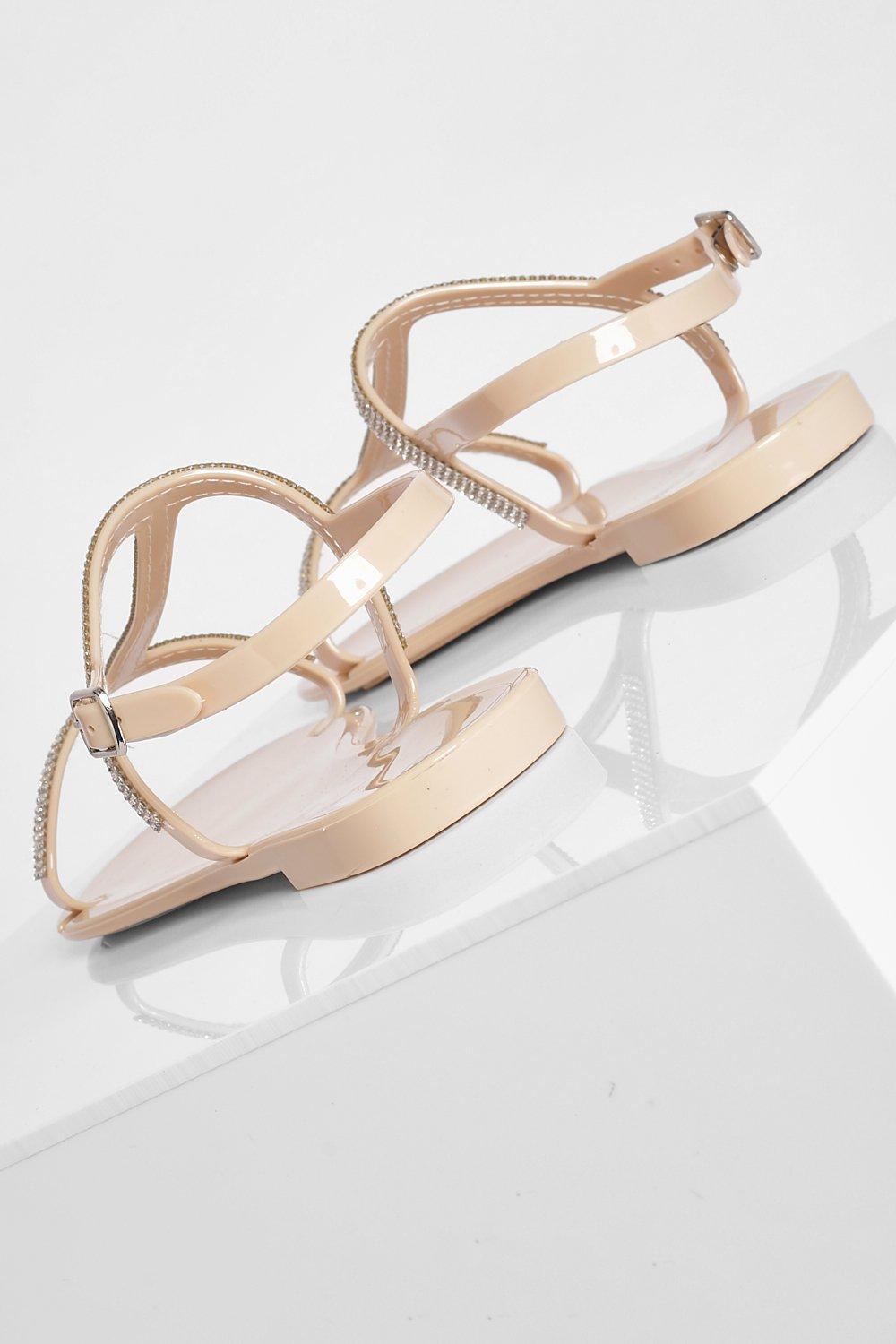 Wide Width Embellished T Bar Jelly Sandal