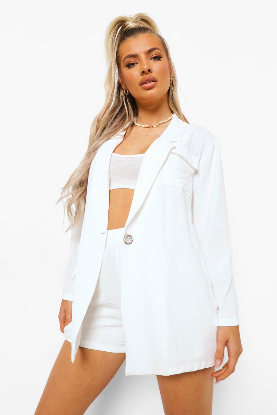 Ivory Relaxed Fit Oversized Blazer image number 1