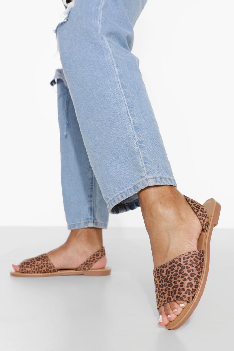 Wide Width Leopard Peep Toe Sandal