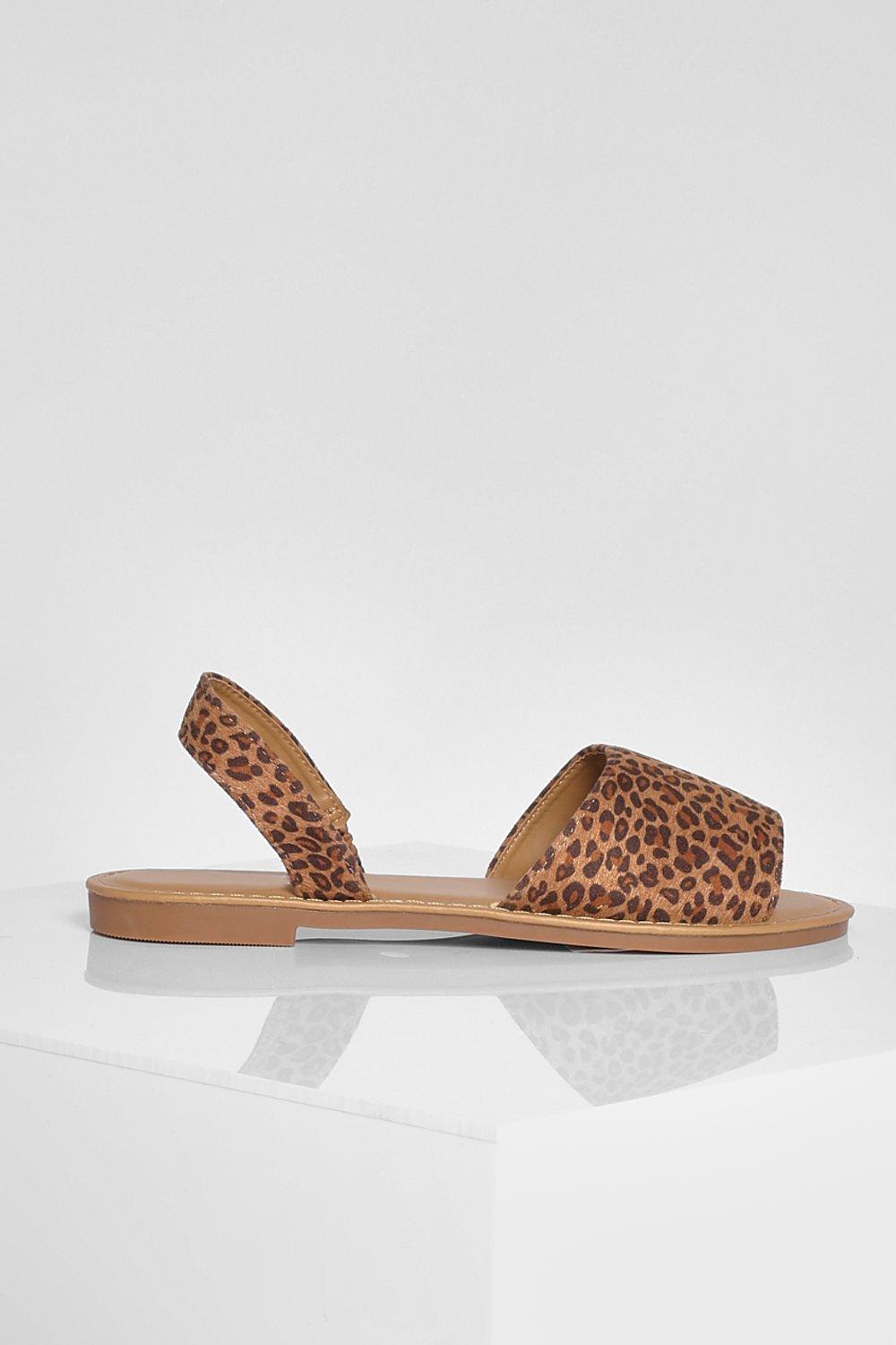 Leopard peep hot sale toe flats