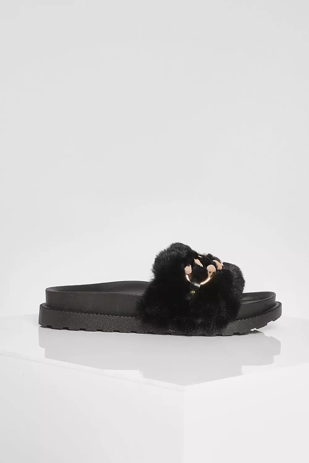 Fluffy store sliders boohoo