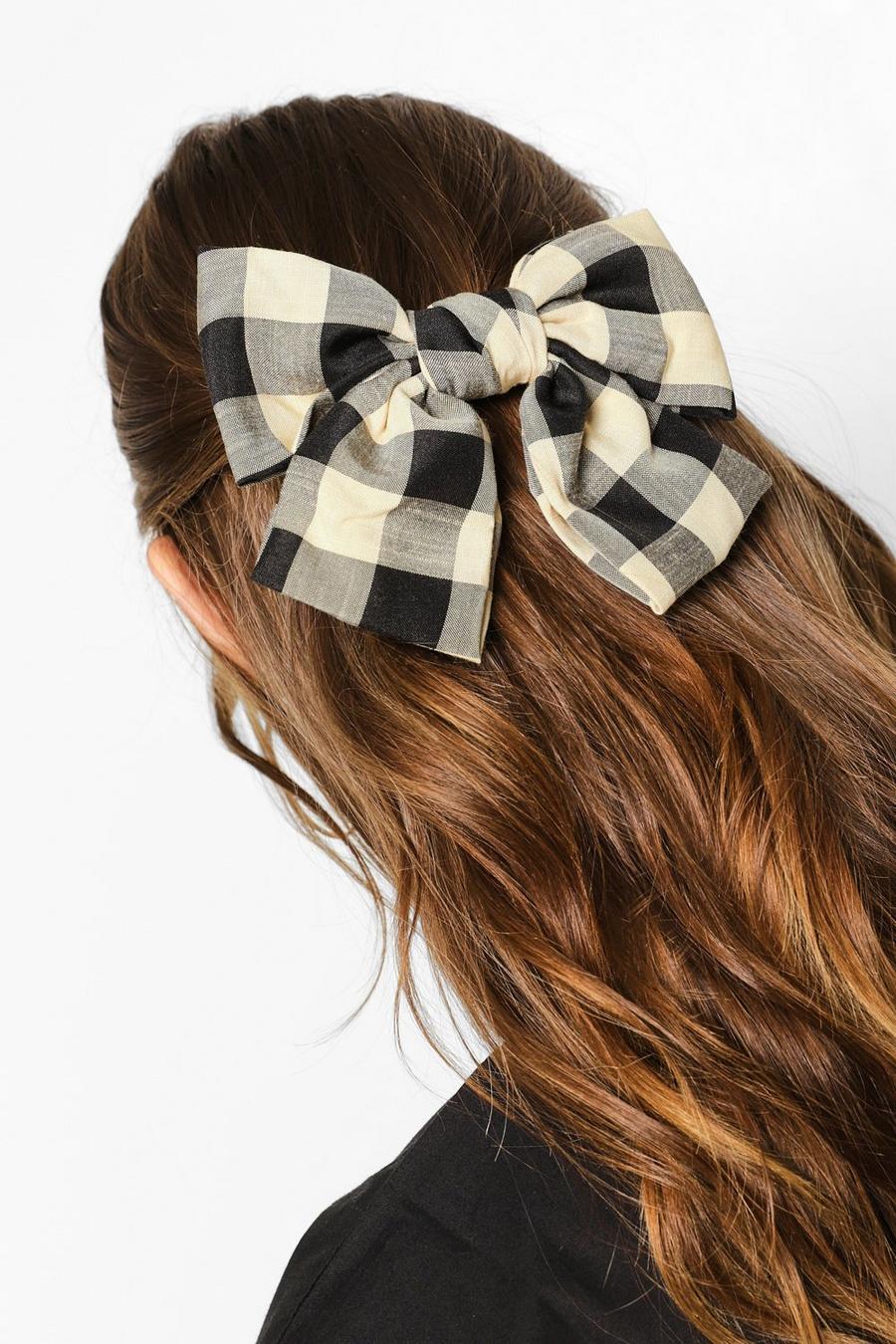 Black Chunky Gingham Bow Clip image number 1