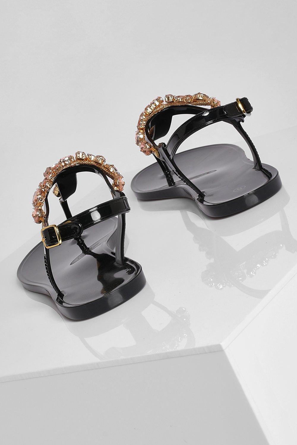black diamante jelly sandals