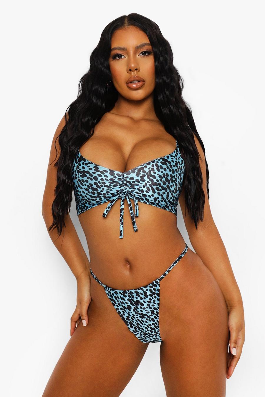 Blue Spot Ruched Itsy Bitsy Tanga Bikini Brief image number 1