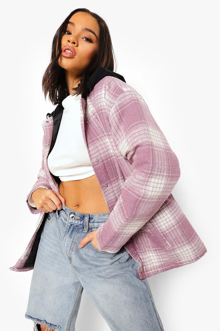 Lilac Padded Check Shacket image number 1