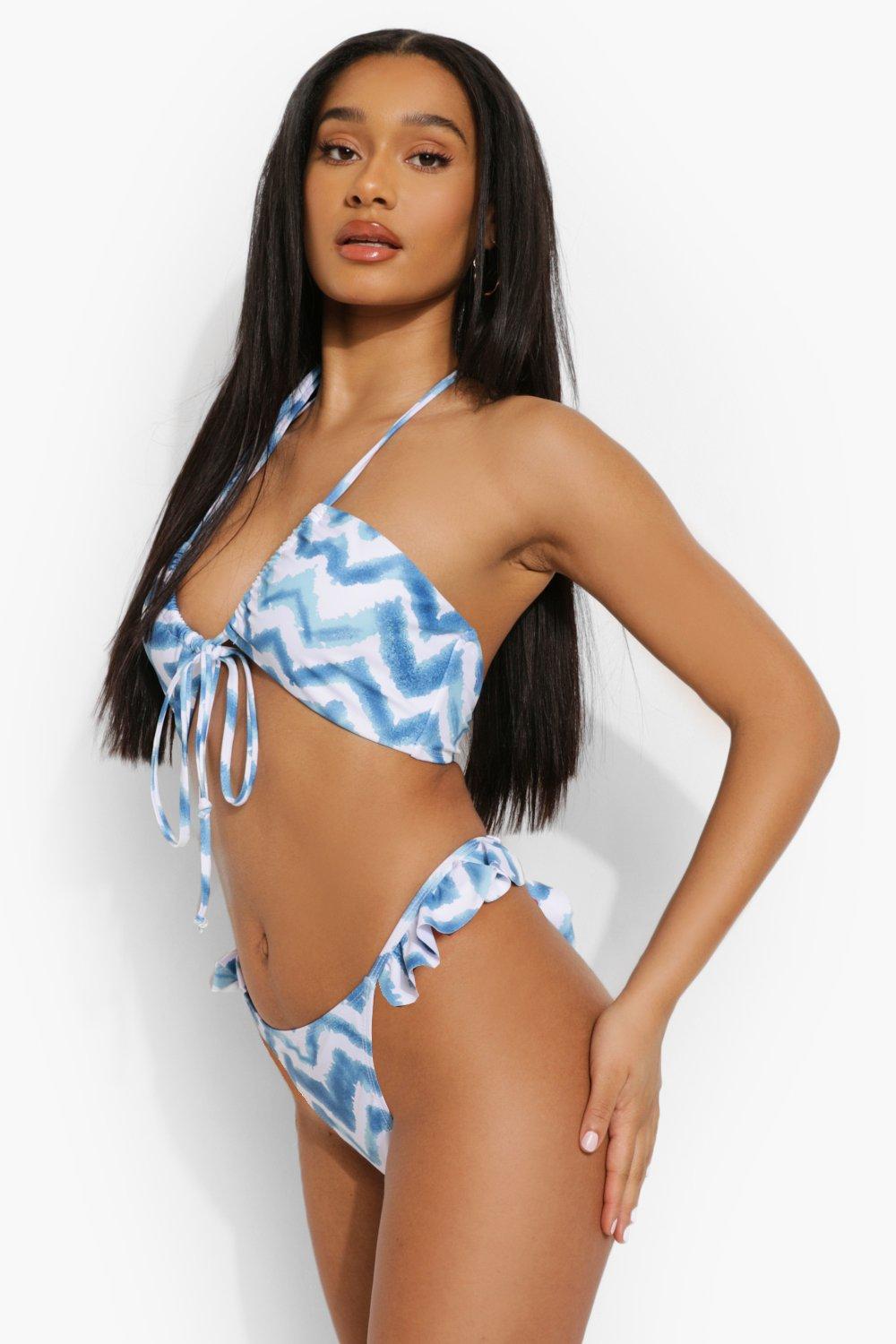 front tie crop top bathing suit
