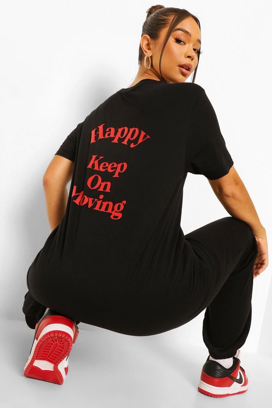 Camiseta con estampado “Happy” a la espalda , Negro image number 1