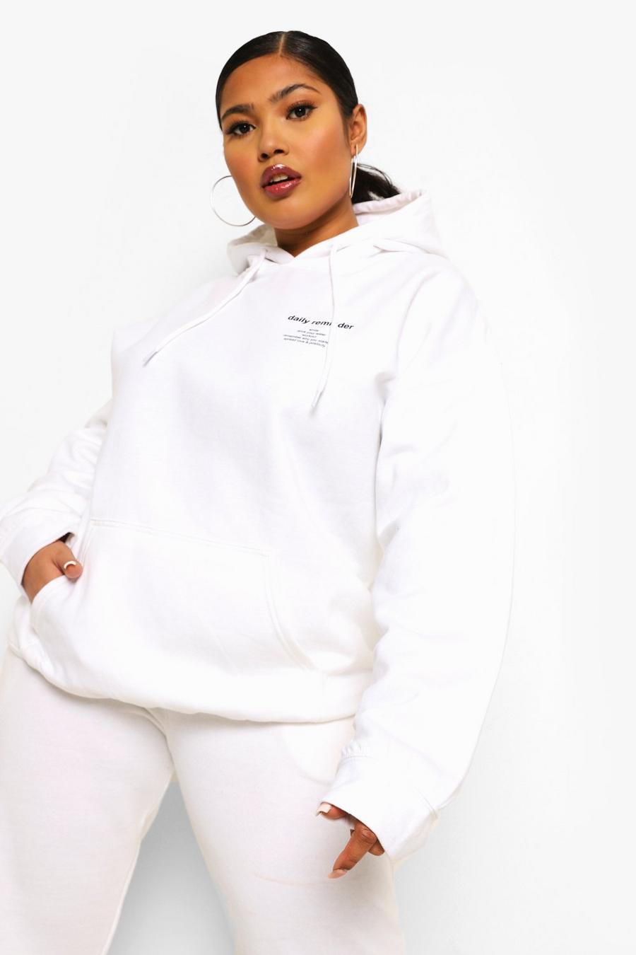 Grande taille - Sweat à capuche Daily Reminder, White image number 1