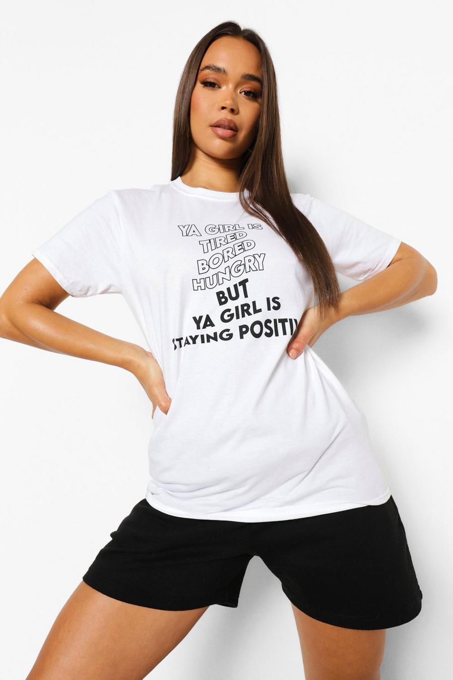 White "Staying Positive" T-shirt image number 1