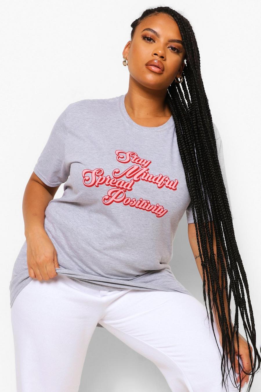 Grande taille - T-shirt Spread Positivity, Grey image number 1