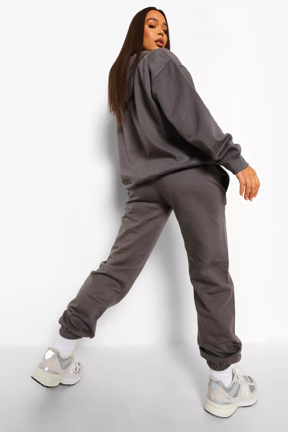 Charcoal Slogan Print Hooded Tracksuit alternative image