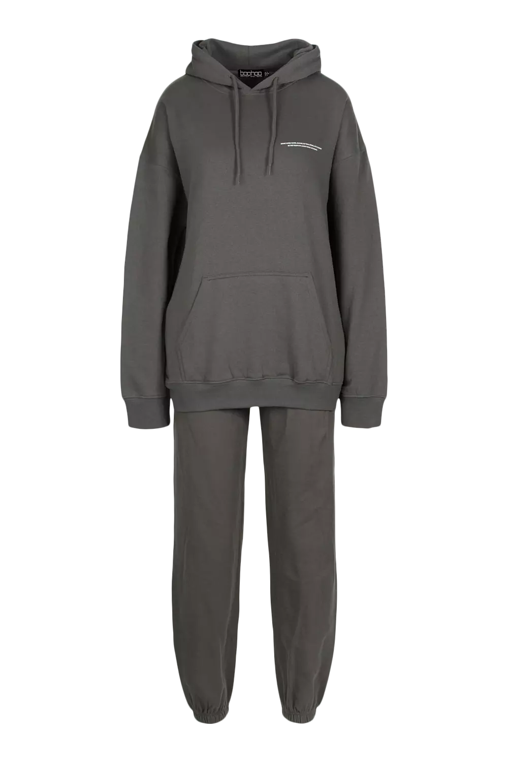 Charcoal Slogan Print Hooded Tracksuit alternative image