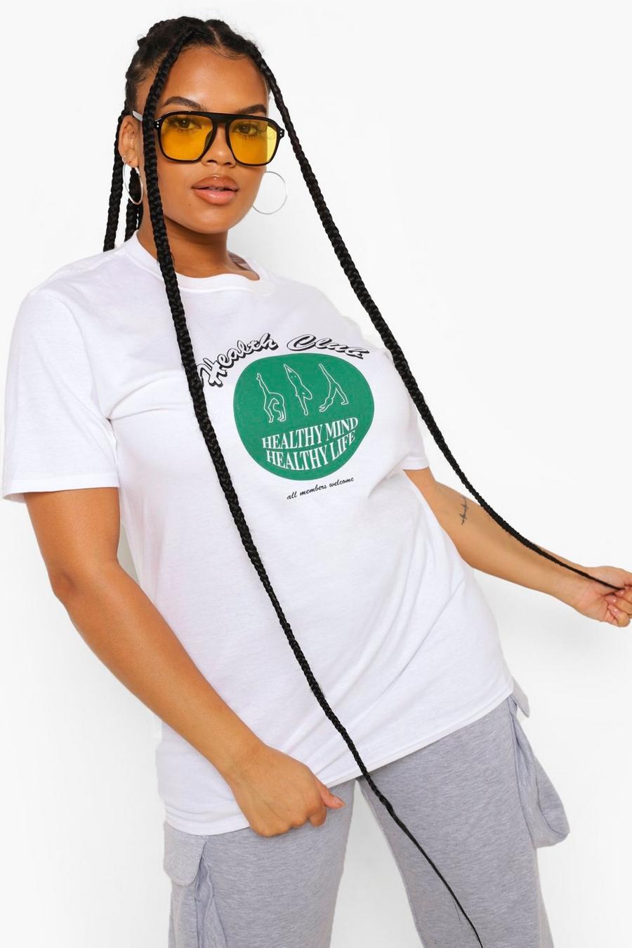 T-shirt Plus con scritta Health Club, Bianco image number 1