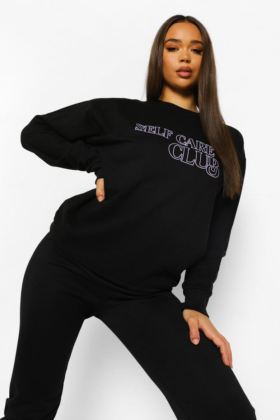 Women's Black Self Care Club Sweatshirt | Boohoo UK