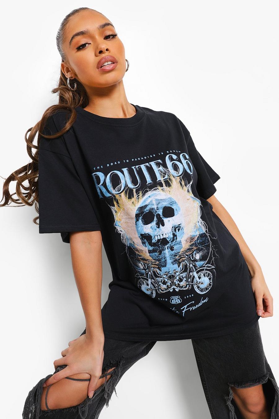 Black Route 66 License Print T-shirt image number 1