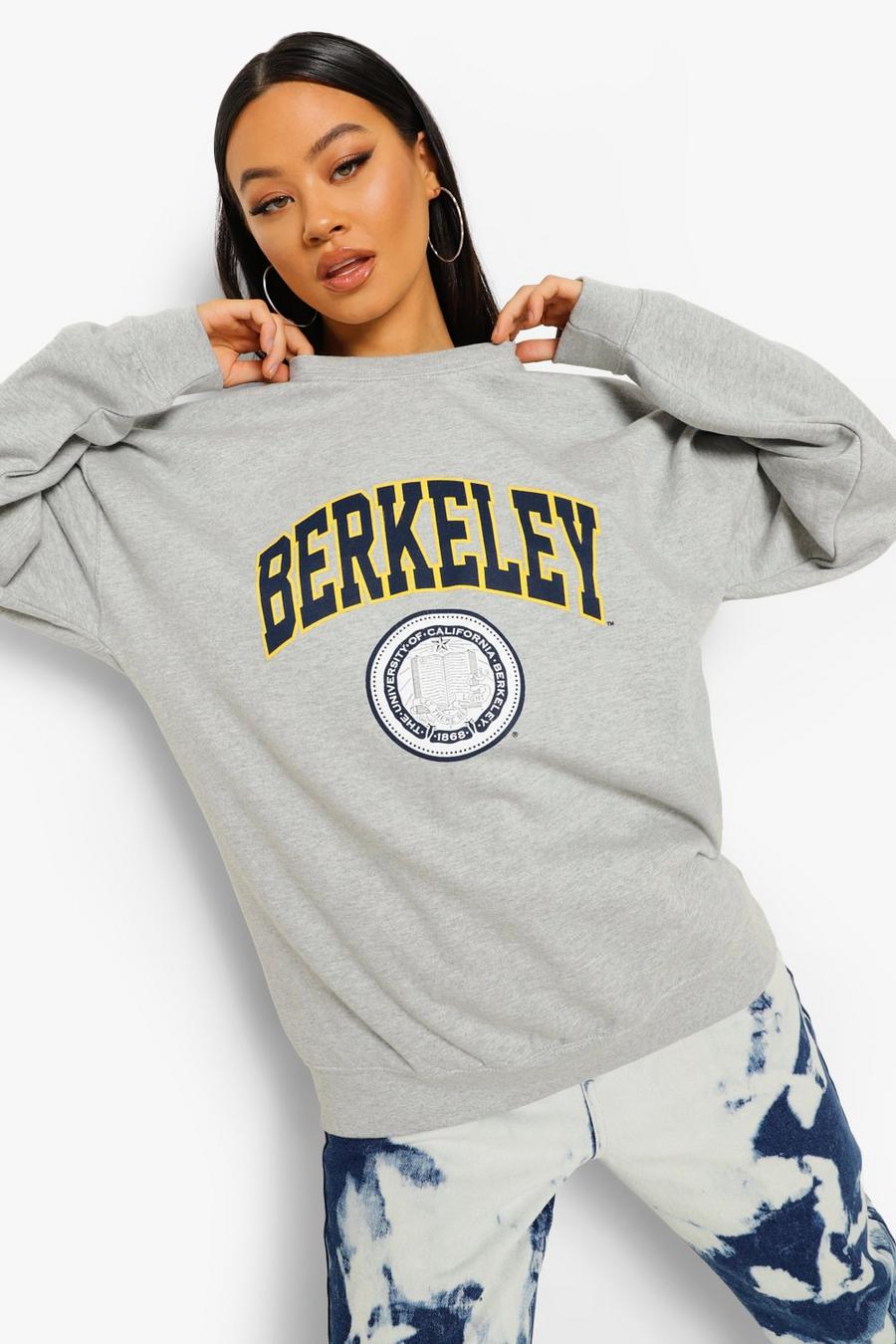 Grey Berkeley License Print Oversized Sweatshirt image number 1