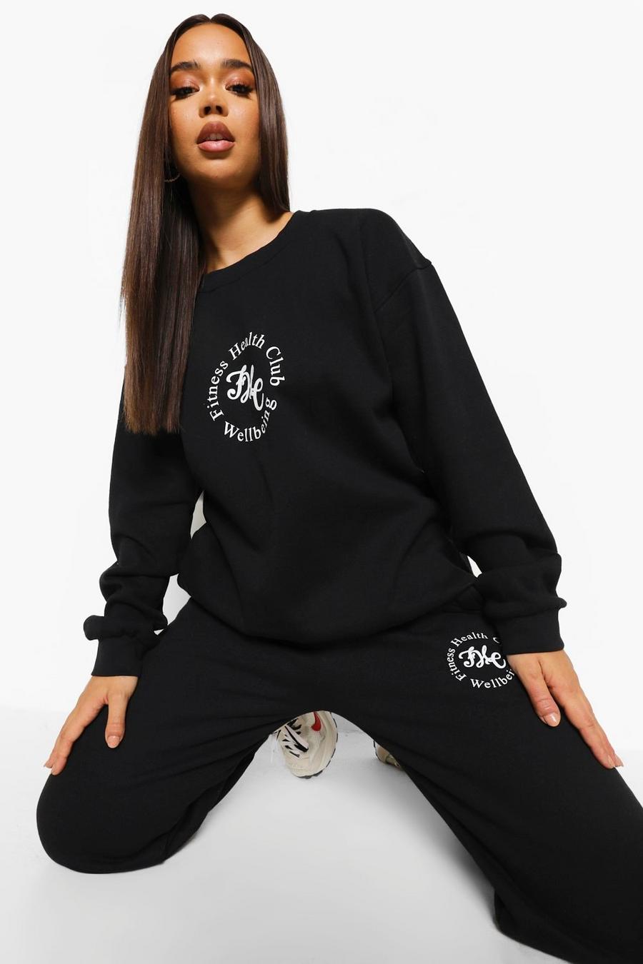 Black Fitness Health Club Sweater Tracksuit image number 1