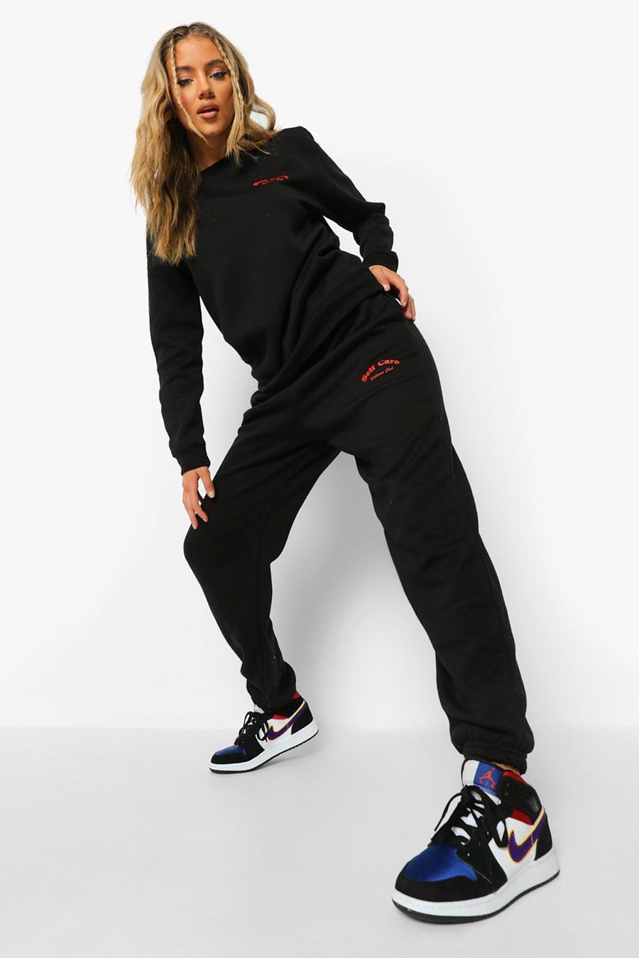 Black Self Care Print Tracksuit image number 1