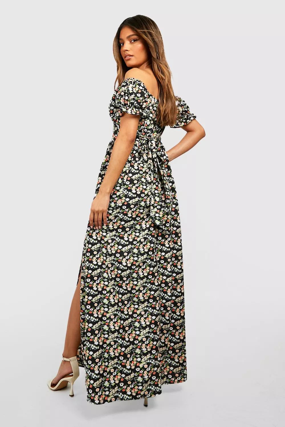 Floral bardot 2024 maxi dress