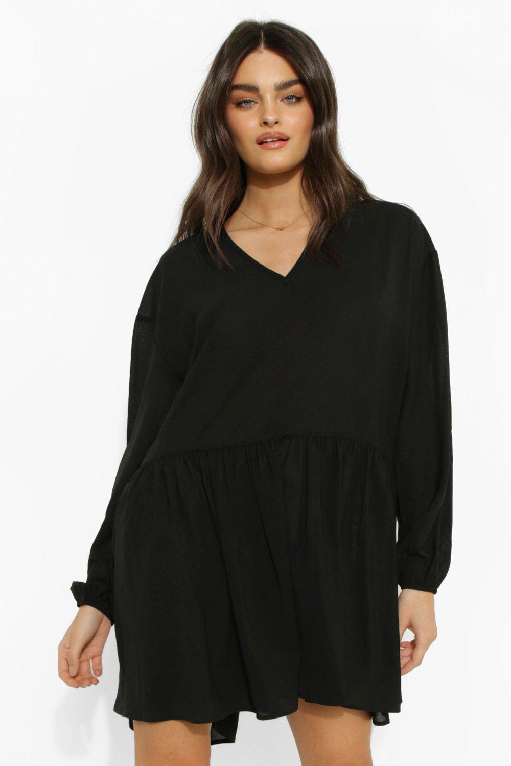 Boohoo black long outlet sleeve dress