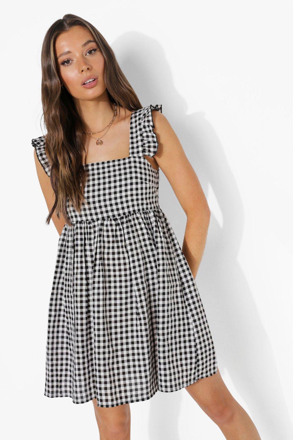 checkered smock dress