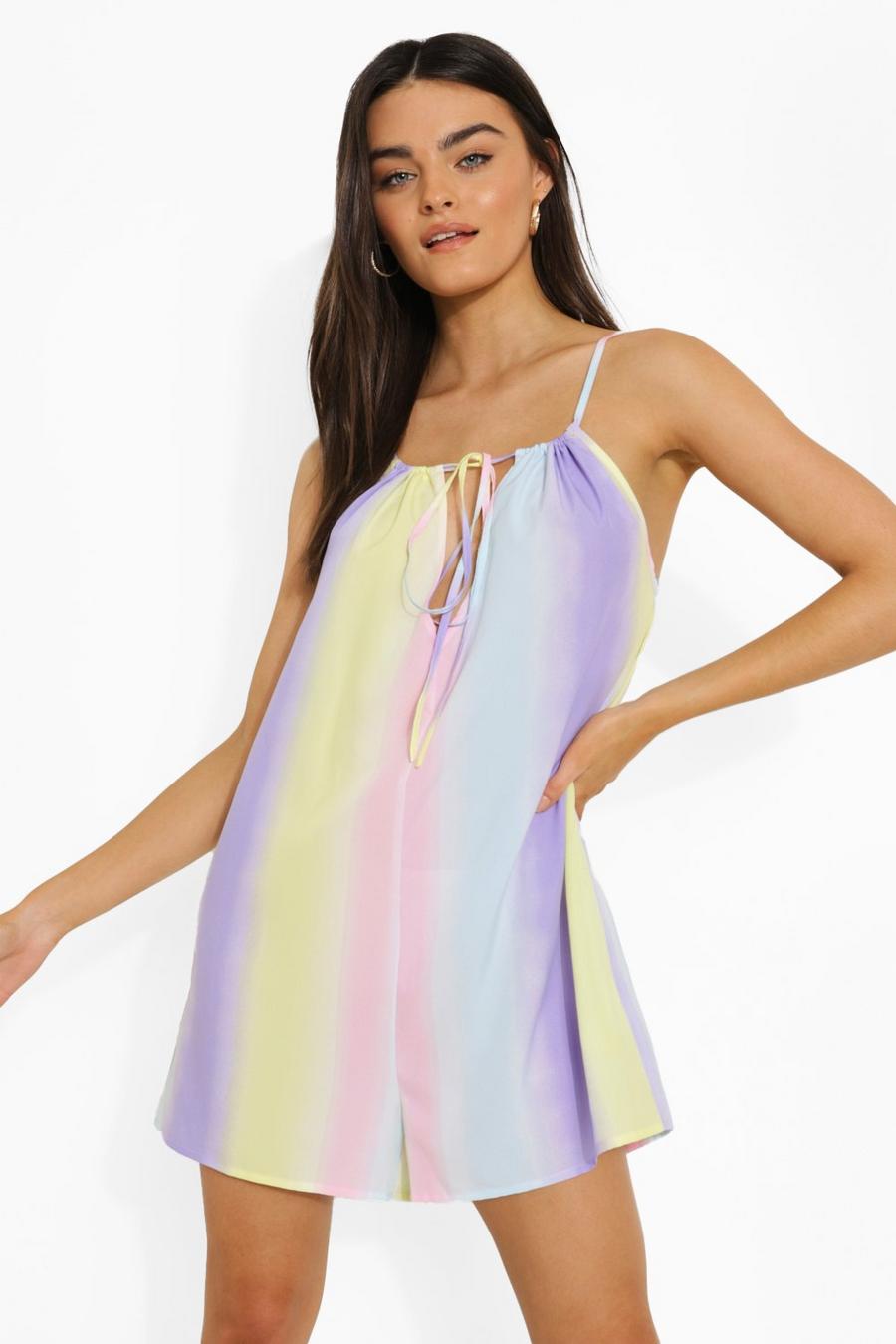 Lilac Ombre Stripe Strappy Swing Romper image number 1