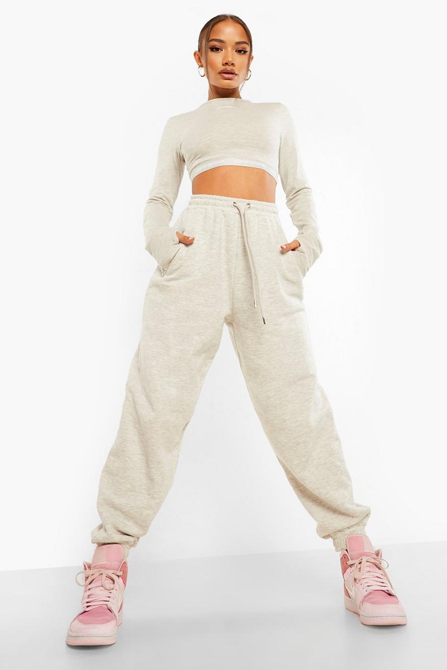 Ash grey Official Tape Detail Oversized Track Pants image number 1