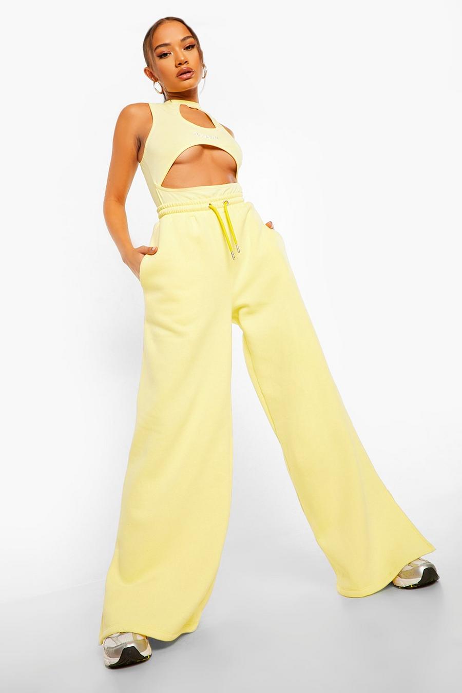 Lemon yellow Official Back Print Wide Leg Joggers image number 1