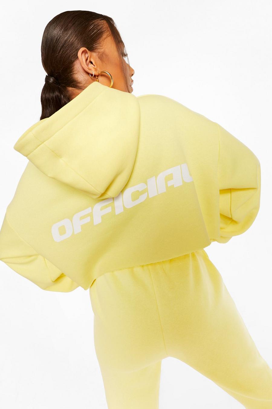 Lemon gul Official Oversize kort hoodie med tryck bak image number 1
