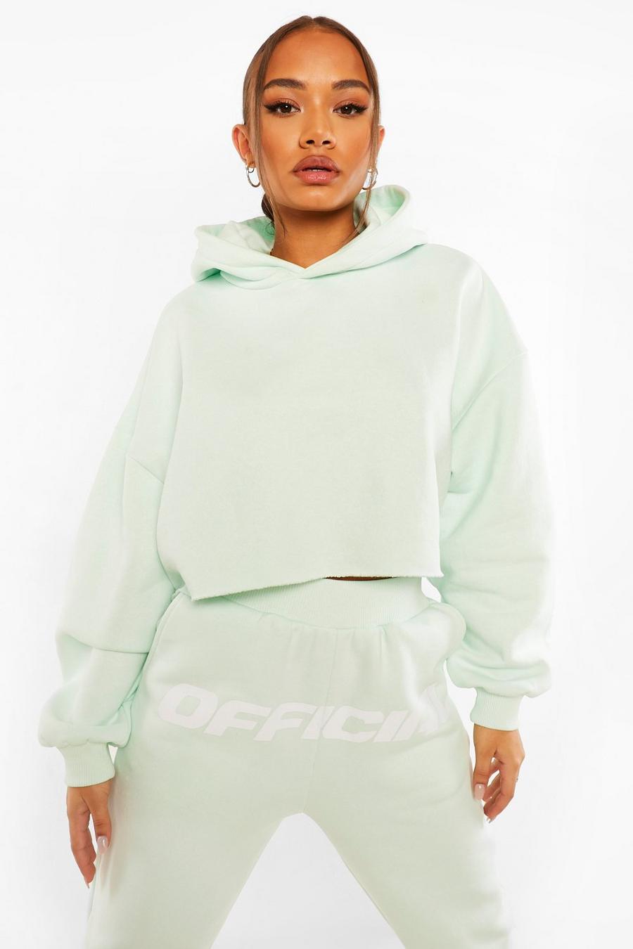 Pastel blue Official Back Print Oversized Cropped Hoodie image number 1