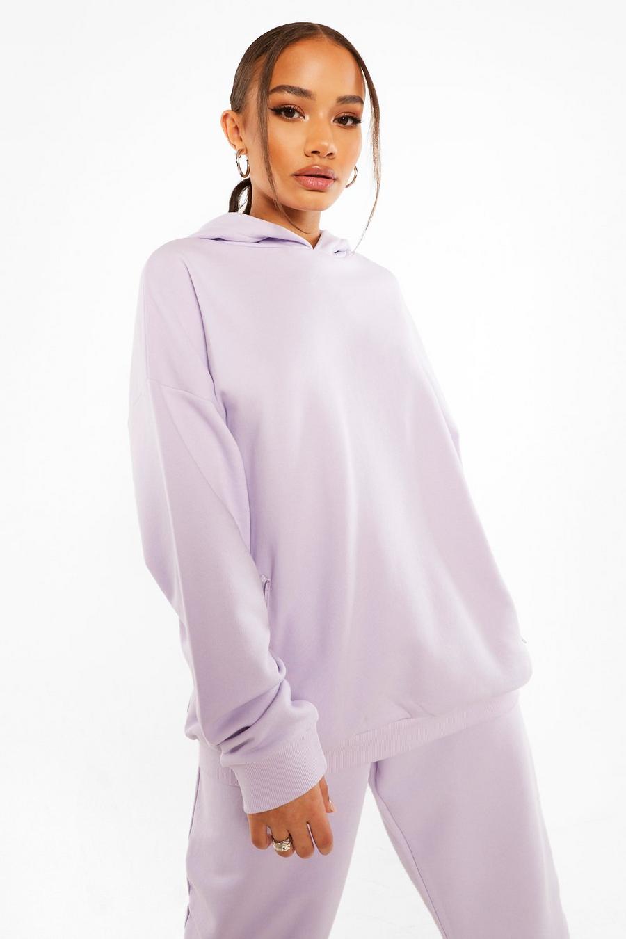 Lilac Official Tape Detail Oversized Hoodie image number 1