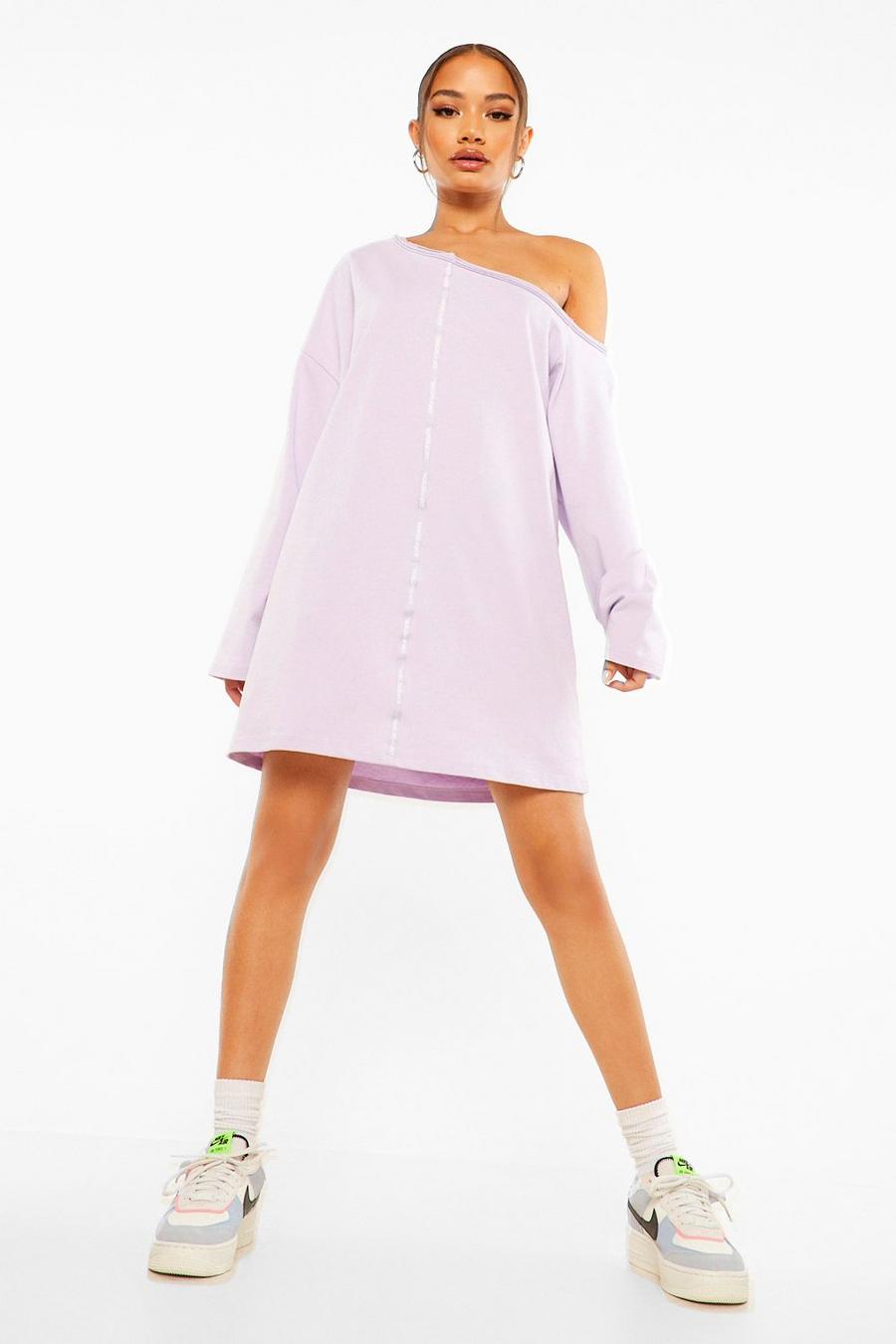 Lilac violett Official Slash Neck Oversized T-shirt Dress image number 1