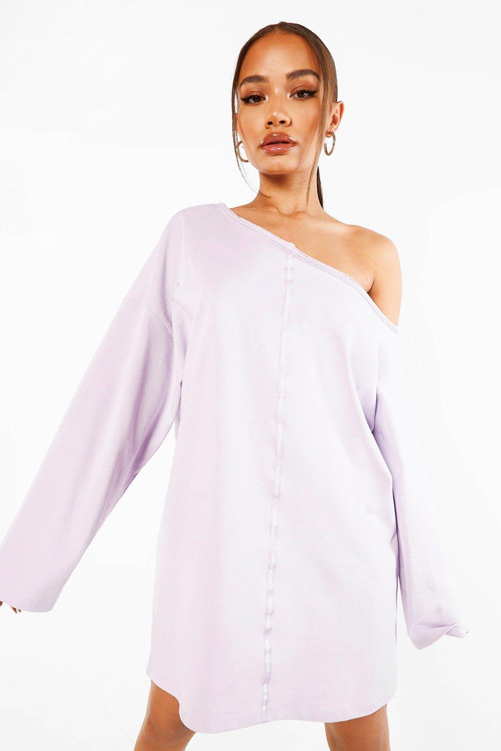 Oversized off the shoulder shirt dress sales