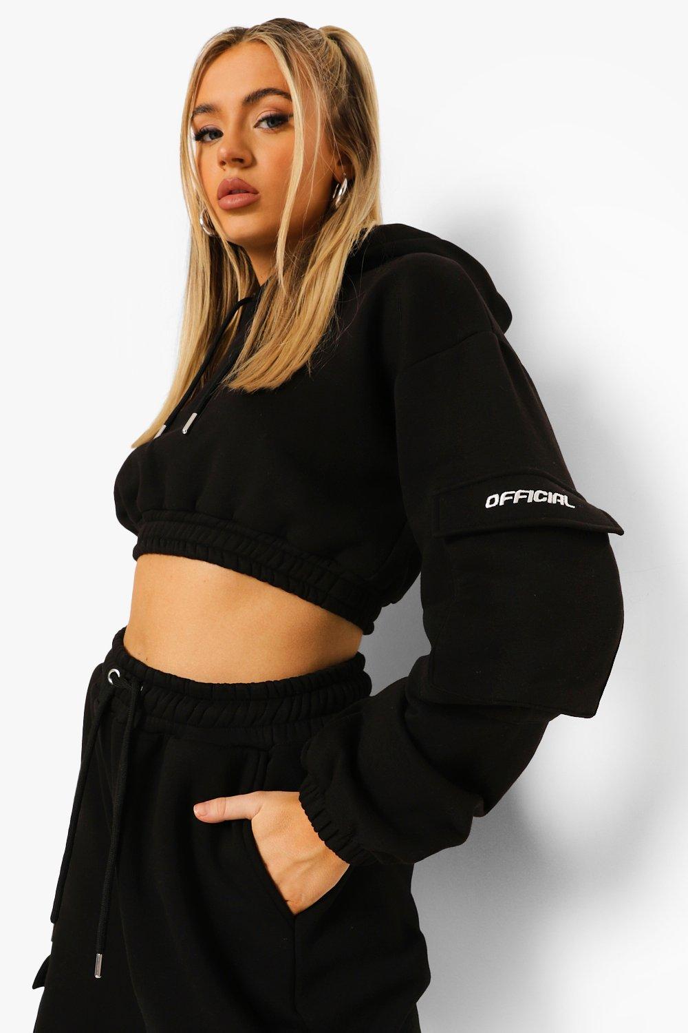 Cropped hoodie store with pocket