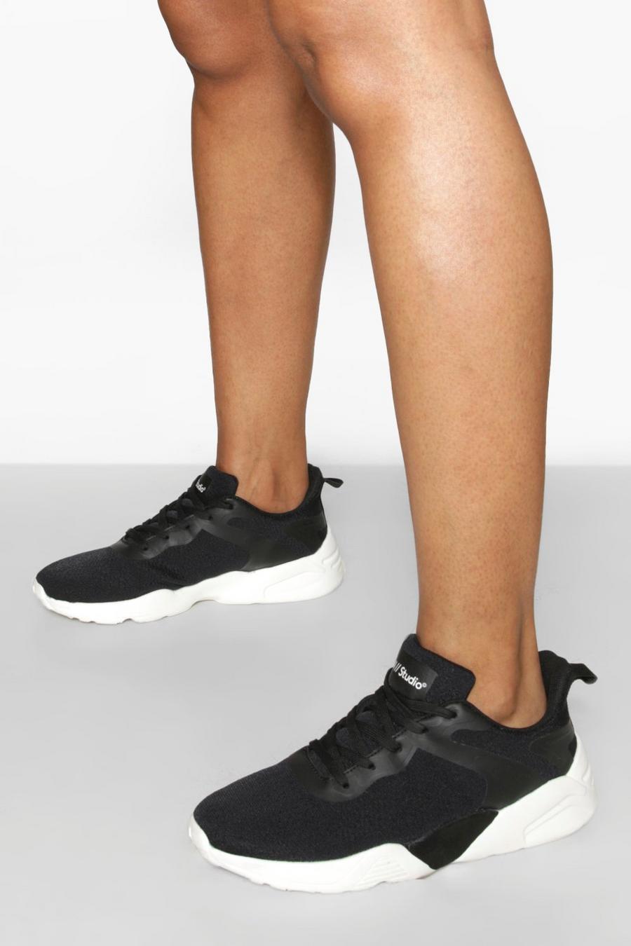 Black Knitted Sports Trainer image number 1