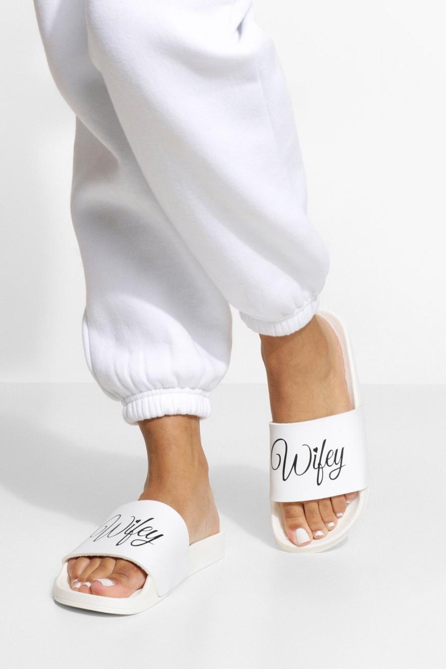White Wifey Slippers image number 1