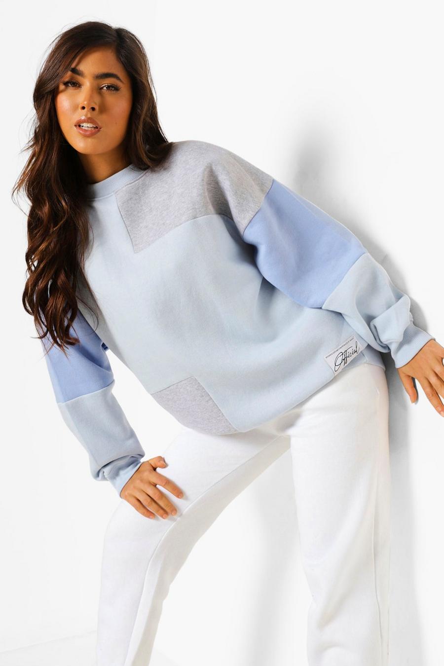 Blue Pink Official Label Colour Block Sweater image number 1