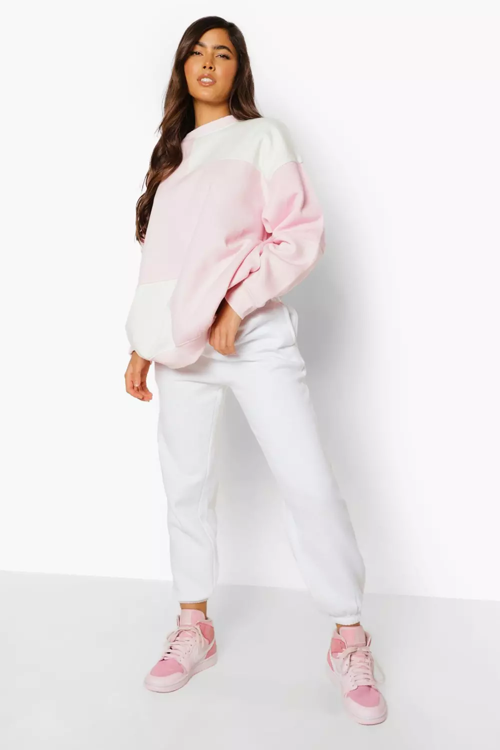 Pink color block outlet sweater