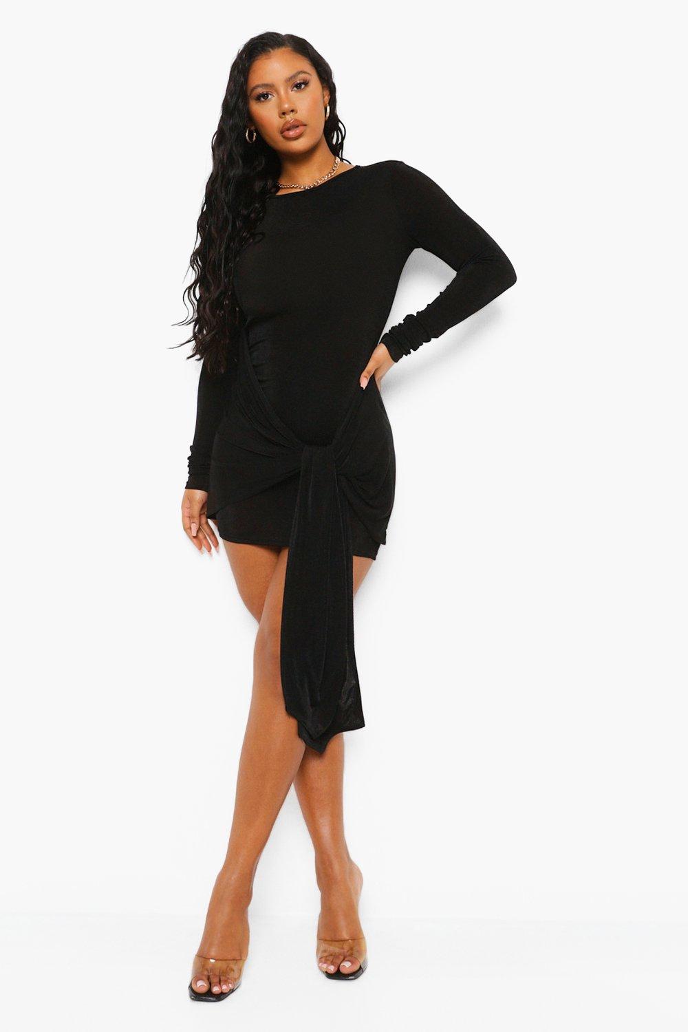 long sleeve drape dress