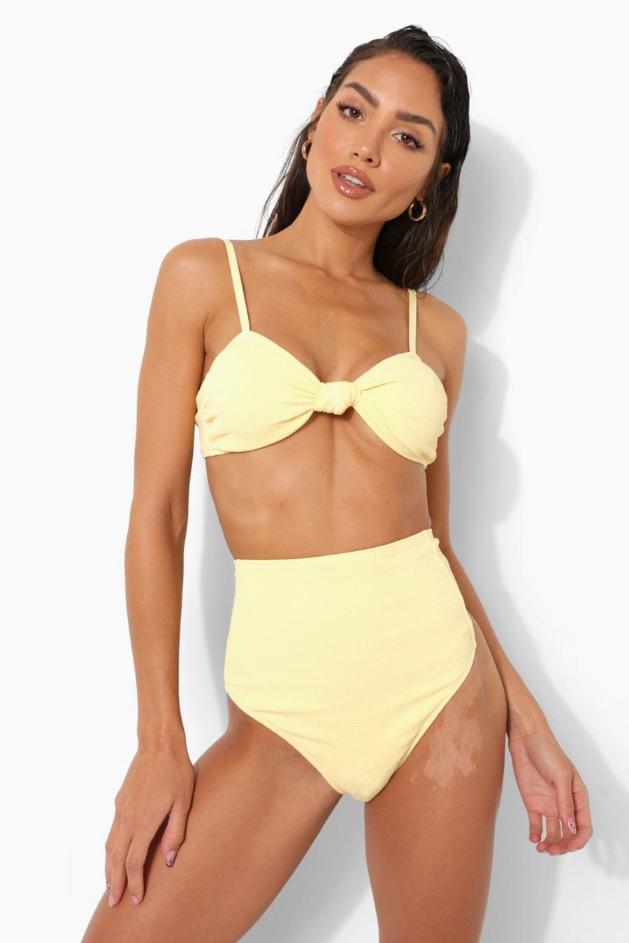 Lemon High Waist Textured Bikini Brief image number 1
