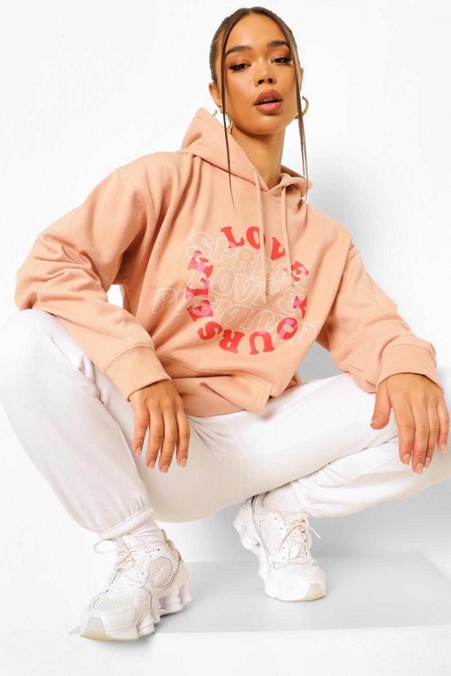 Dusky pink "Love Yourself" Oversize hoodie image number 1