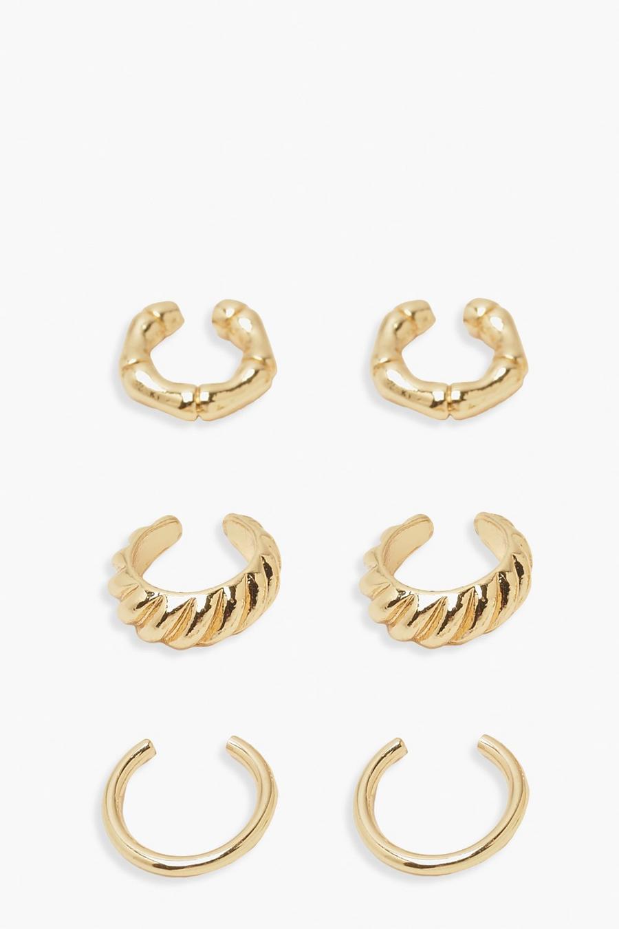 Gold Ear cuffs med struktur image number 1