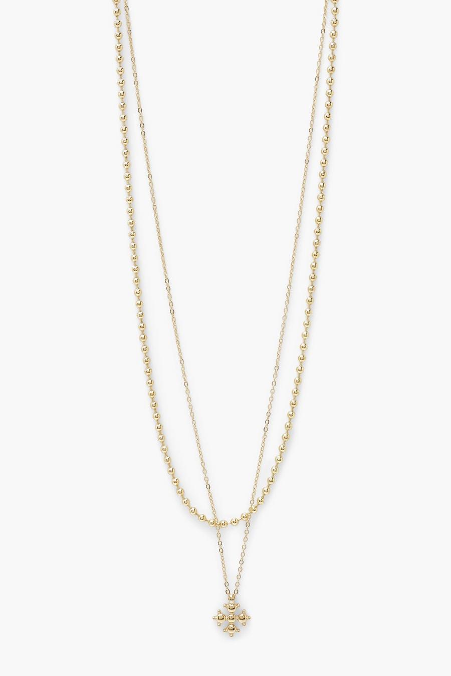 Gold Halsband med pärlor och hängsmycke image number 1