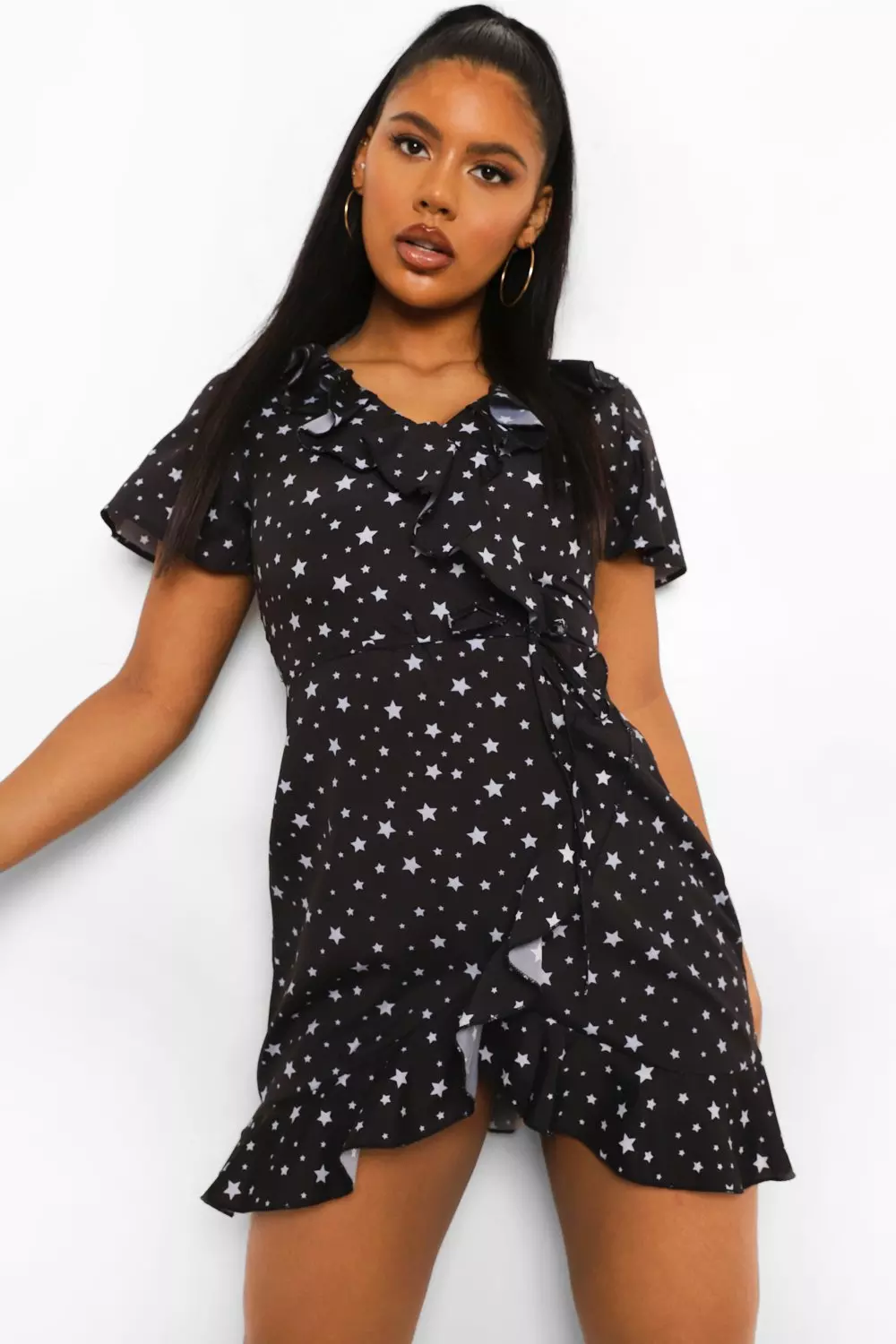 Boohoo black shop star dress