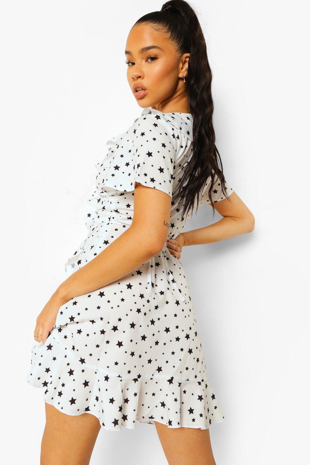 Boohoo star wrap on sale dress